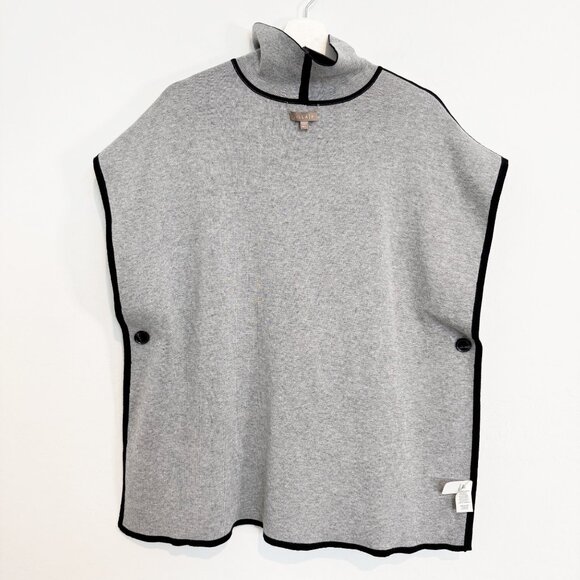 Lilla P Reversible Poncho Knit Mock Neck Sweater Top Winter Luxury Medium Large - Picture 3 of 10